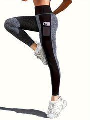 High Waist Skinny Yoga Pants with Mesh Stitching