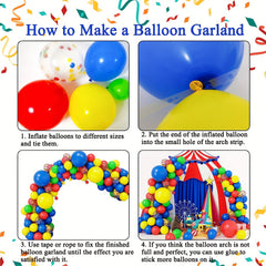 61pcs Red Yellow Green Latex Balloons Mixed Confetti Balloons Ribbon Birthday