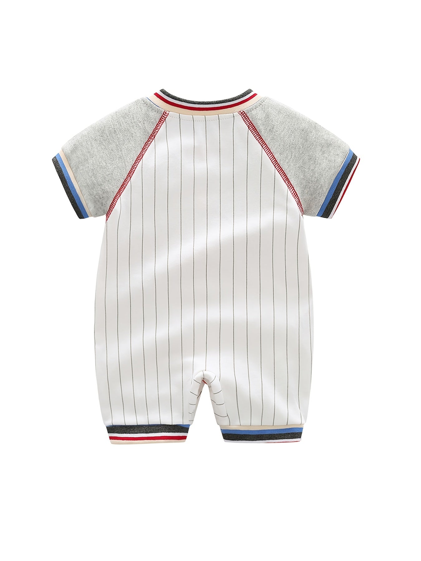 Newborn Block Baseball Romper Stripe Letter Jumpsuit