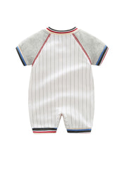 Newborn Block Baseball Romper Stripe Letter Jumpsuit