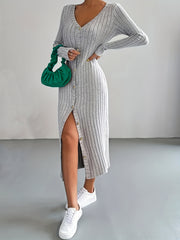 Casual Sweater Dress Women's Plus Solid Ri...