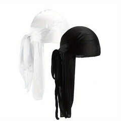 2pcs Bandana Pirate Hat Silk Durag Turban Hijab Hat For Men Women