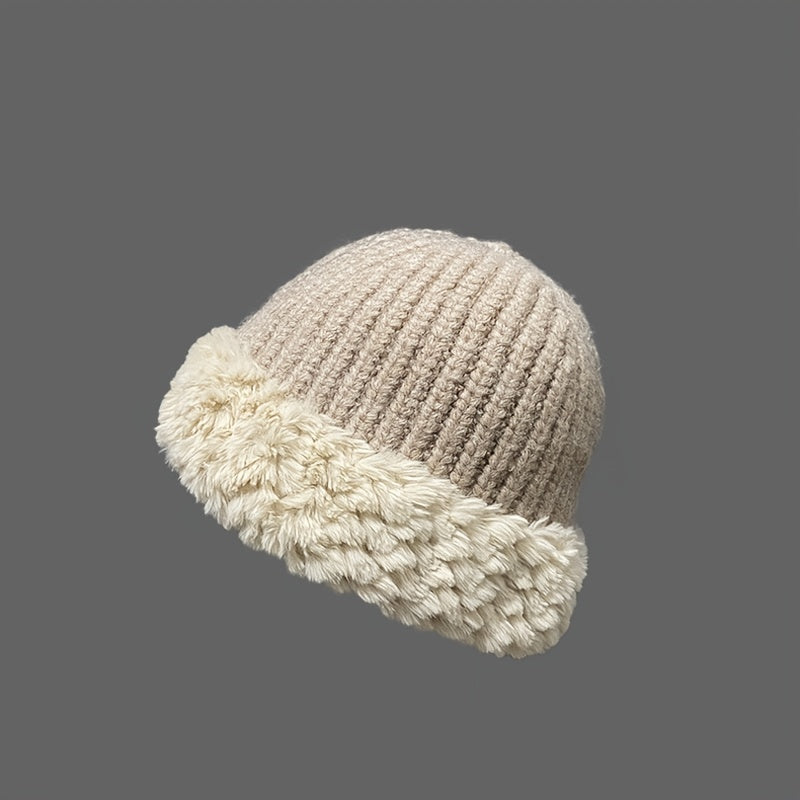 Vintage Plush Knitted Hat Men's Cold Proof Warm Hat