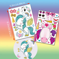 24pcs Unicorn Face Sticker Set DIY Craft Make Your Own Party Favor Supplies