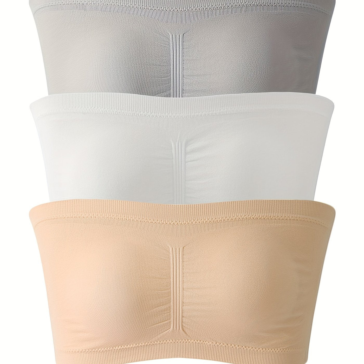3 Pack Plus Size Sexy Tube Bra Set Women's Plus Ruched High Stretch Tube Bra Set