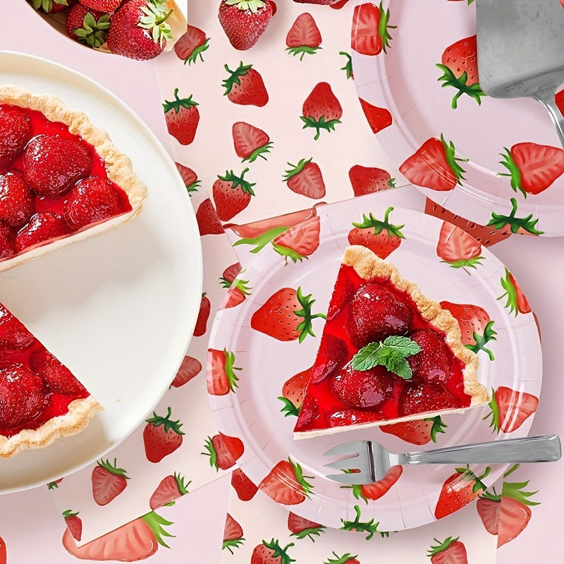 20pcs Strawberry Tableware Set - Girl Birthday Summer Fruit Party