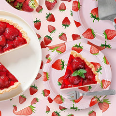 20pcs Strawberry Tableware Set - Girl Birthday Summer Fruit Party