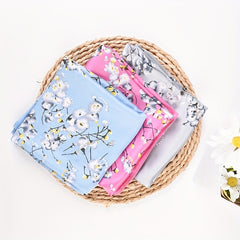 Small Flower Print Bandana Silk Square Scarf Satin Neckerchief Head Wrap