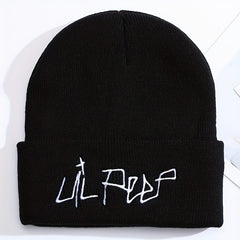 Lil Peep Beanie Hat Letter Embroidery Knitted Hat Hip Hop Cold Hat