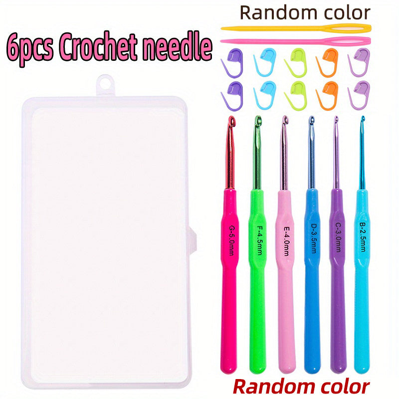 6pcs Ergonomic Crochet Hooks Set Lace Knitting Tool DIY Yarn Weave