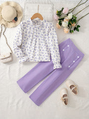 Toddler Girls' Boho Flowers Long Sleeve Blouse & Pants Set