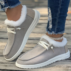 Winter Warm Flats Thermal Snow Boots Faux Fur Plush Lined Slip On Shoes