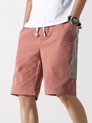 Men's Cargo Shorts with Letter Print and Drawstring Waist