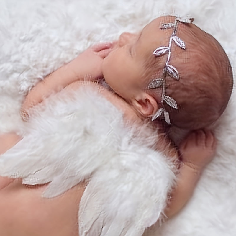 Newborn Angel Feather Leaf Hairband Set