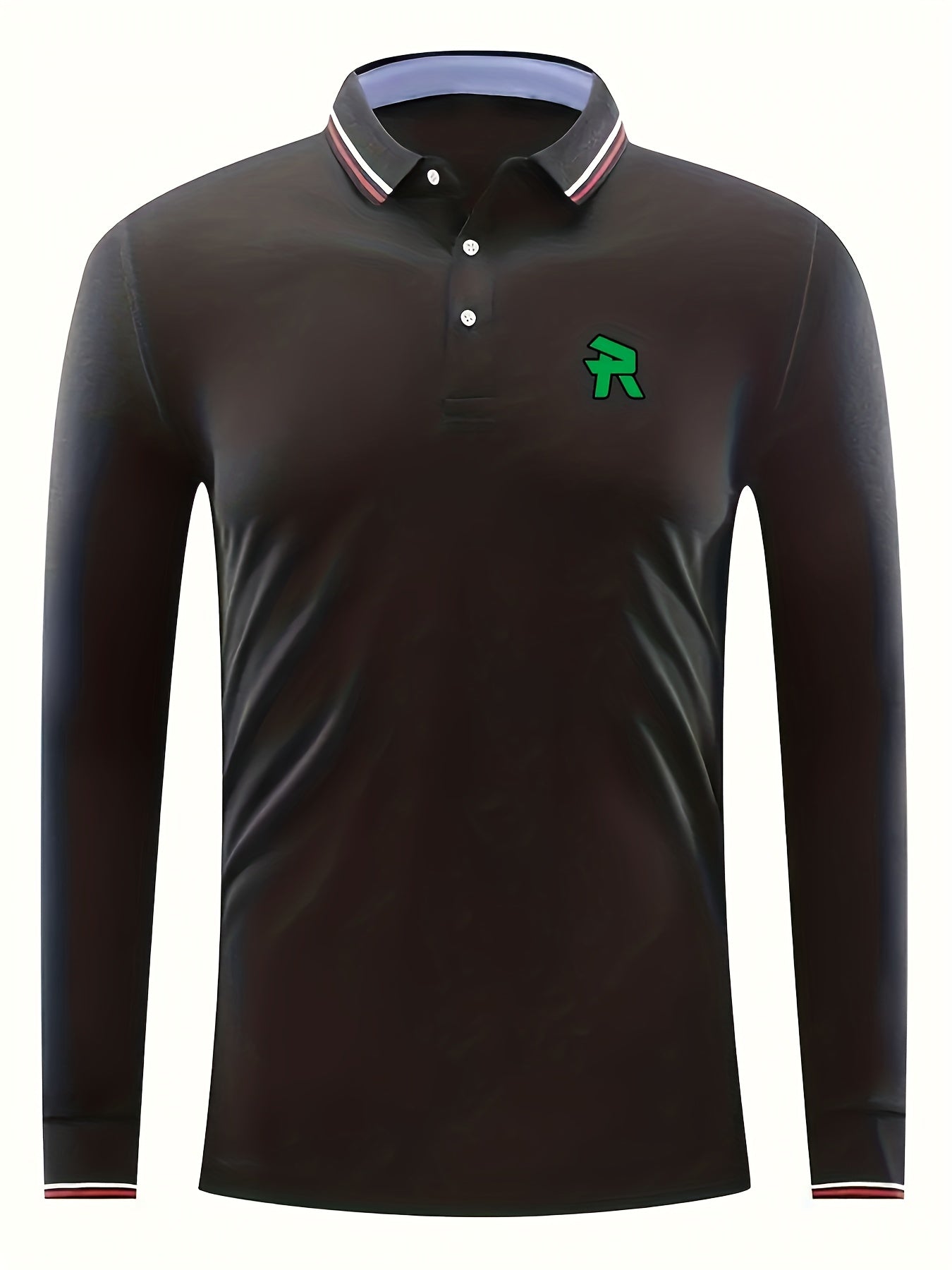Men's Lapel Golf Long Sleeve Print Tennis Sports Shirt Letter V Style Top