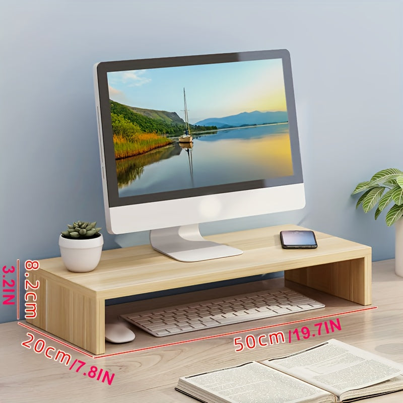 Wooden Monitor Stand Desktop Organizer TV Screen Computer Printer Laptop