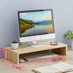 Wooden Monitor Stand Desktop Organizer TV Screen Computer Printer Laptop