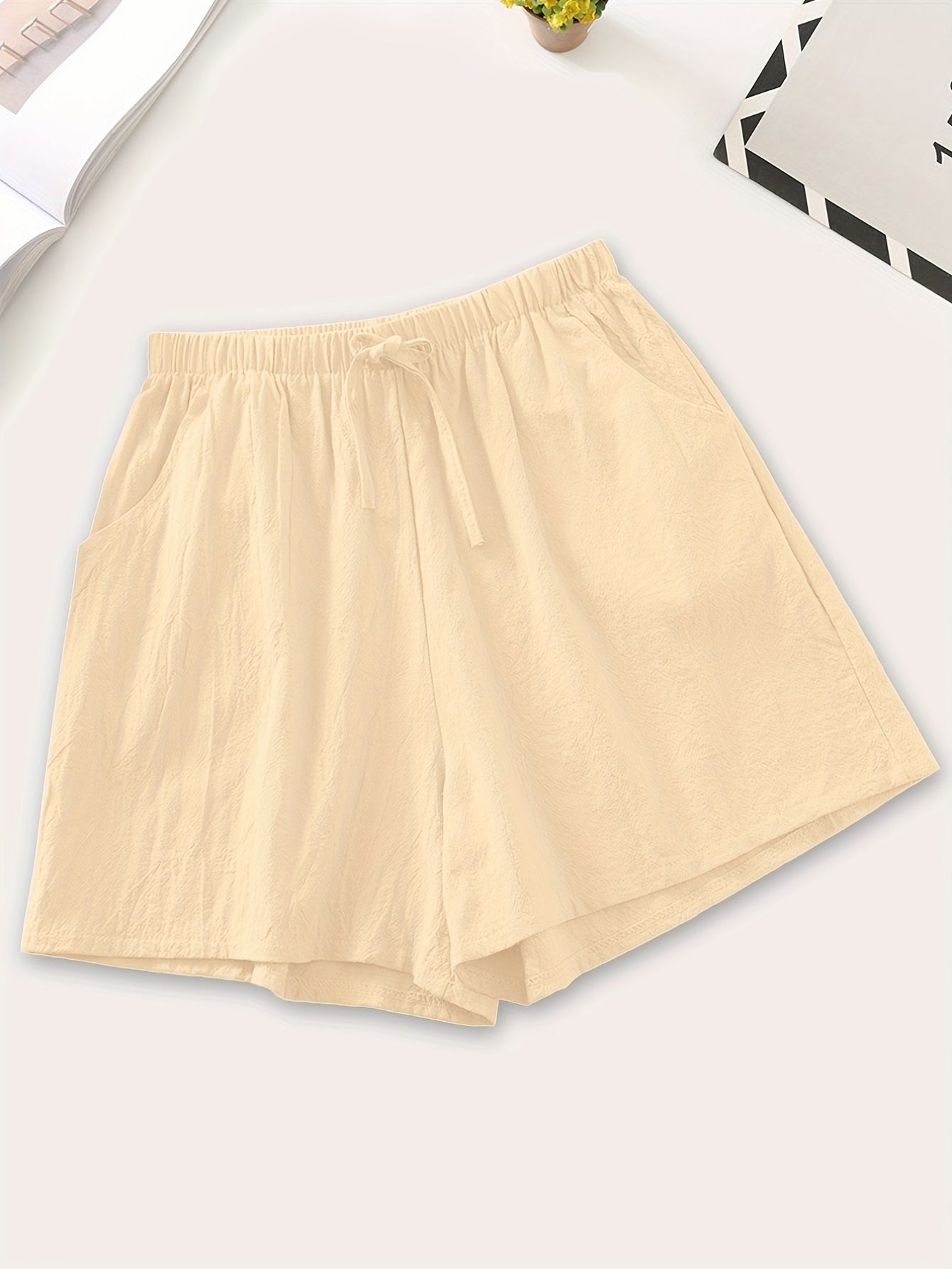 Solid Drawstring Waist Shorts for Spring & Summer Women's Clothing