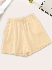 Solid Drawstring Waist Shorts for Spring & Summer Women's Clothing