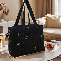 Portable Diaper Organizer Embroidered Parent Bag with Pockets & Hooks