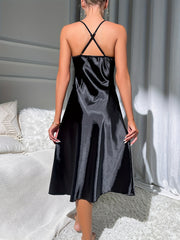 Lace Slip Nightdress Sexy Deep V Backless Women's Sleepwear