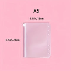 25pcs A5 Binder Zipper Pocket 6 Holes Cash Envelope Transparent Folder