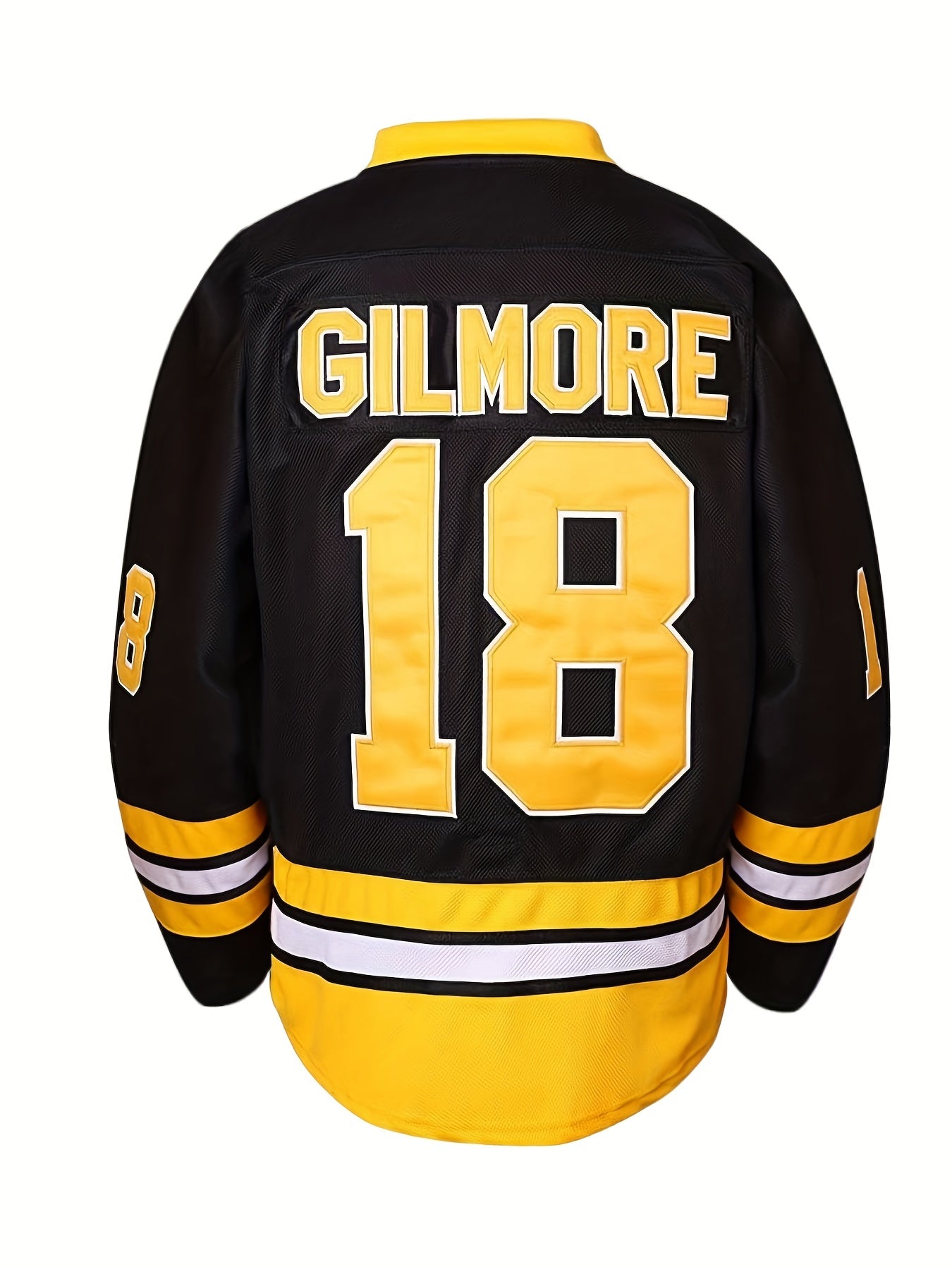 Men's Embroidery Ice Hockey Jersey Vintage Stripe V Neck Long Sleeve