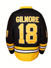 Men's Embroidery Ice Hockey Jersey Vintage Stripe V Neck Long Sleeve