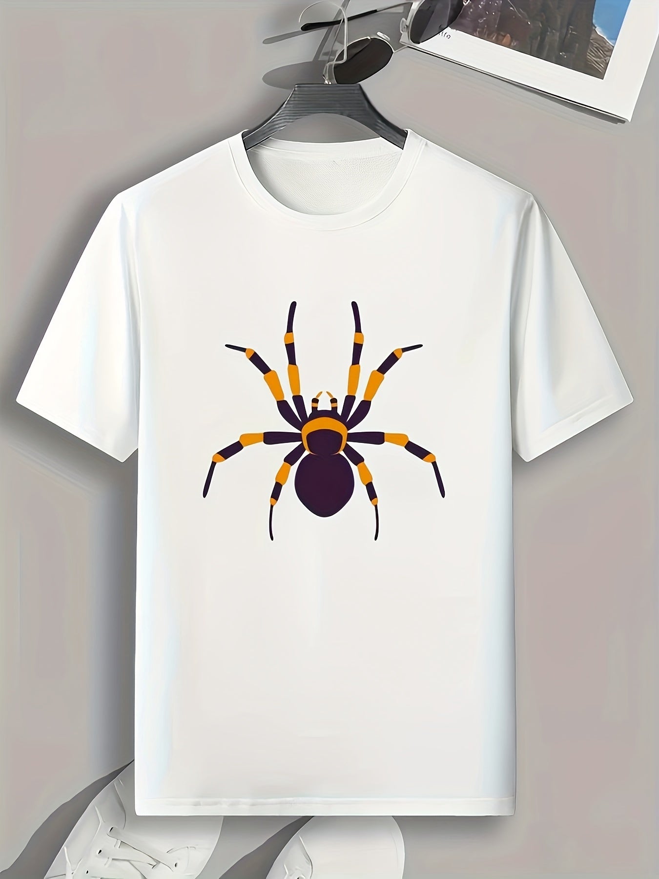 Spider Pattern Print Men's Comfy Sports T-shirt