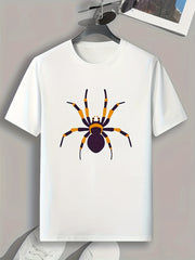 Spider Pattern Print Men's Comfy Sports T-shirt