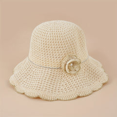 Hollow Crochet Flower Bucket Hat Knitted Basin Hat Casual Breathable Sun