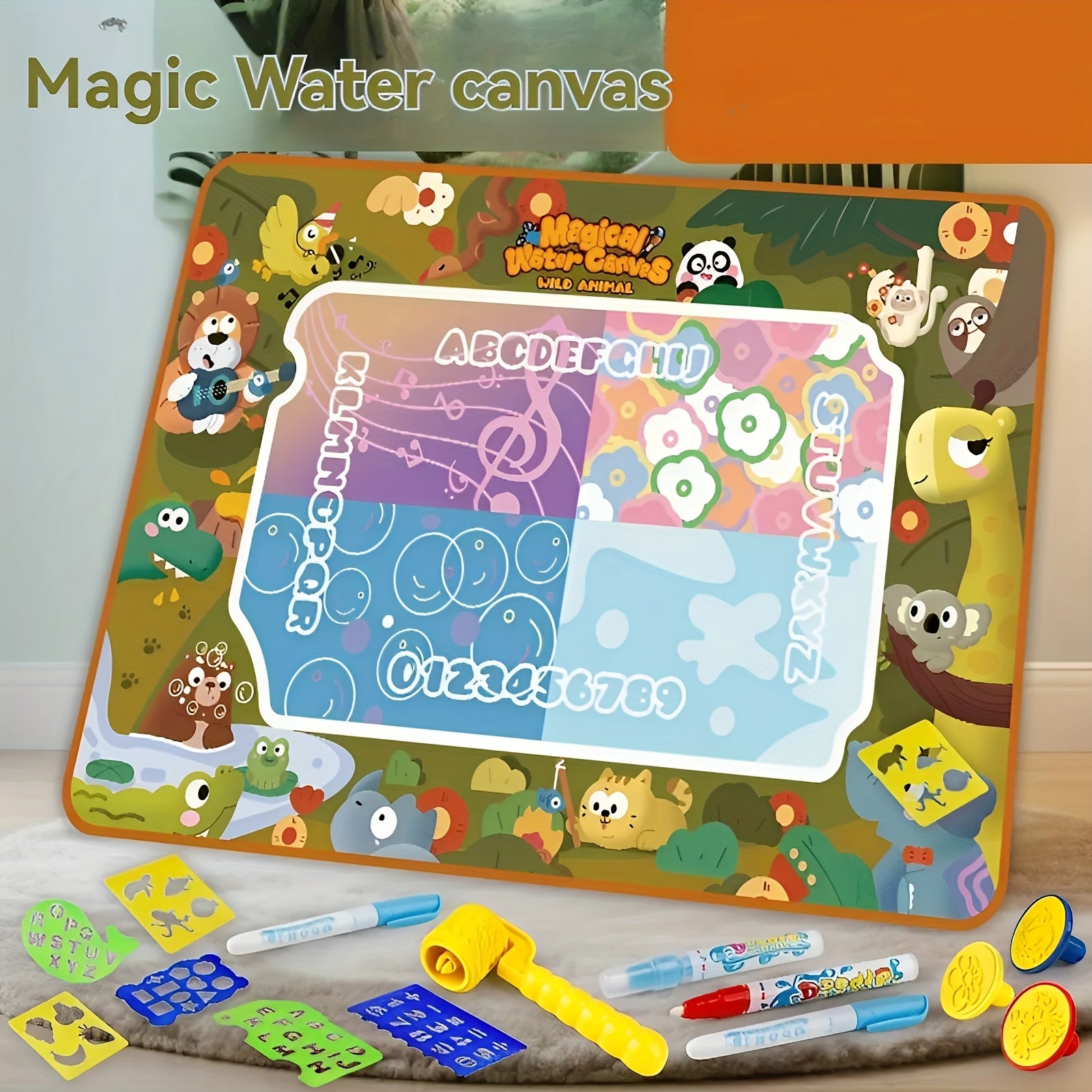 Magic Water Canvas Drawing Mat - Fun Animal Theme - Parent Child Interactive Toy