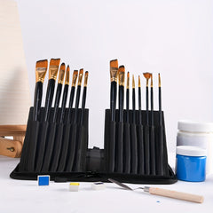 Folding Brush Holder Zipper Bag Organizer Holds 15 Brushes