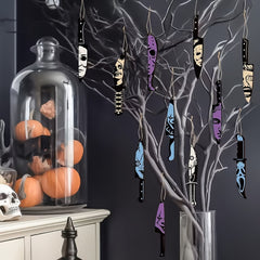 4pcs Halloween Wooden Decoration Pendant Scary Party Decor Props