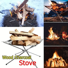 Portable Garden Fire Pit 4 Legs Collapsible Fire Pits Fireplace