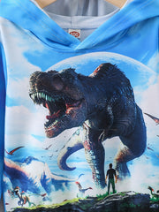 Dino 3D Print Boys Hooded Sweatshirt Spring Fall Long Sleeve Kids Clothing