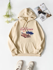 Car & Coconut Tree Casual Shirt Loose Drawstring Hoodies