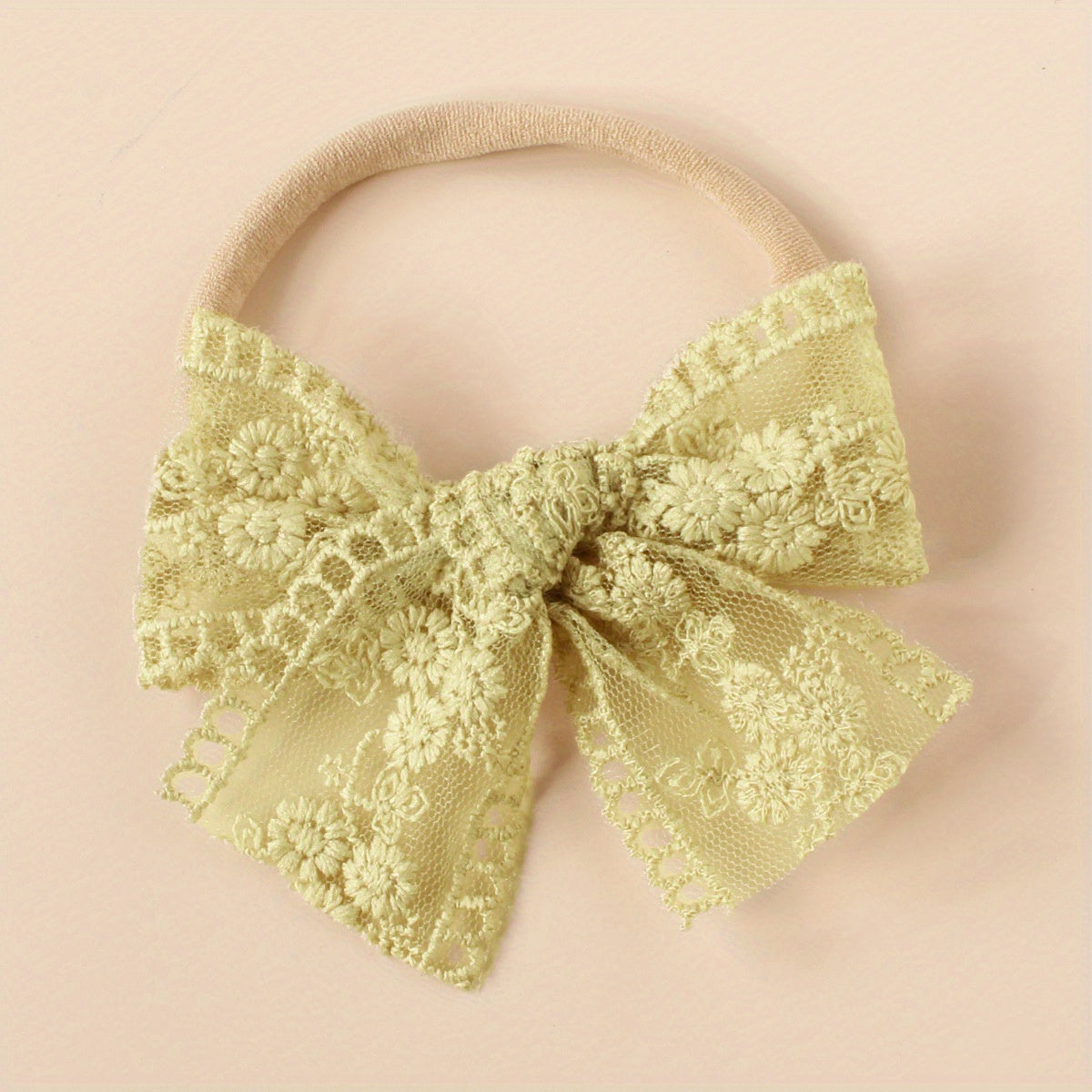 Summer Baby Bow Headband Lace Embroidery & Knotted