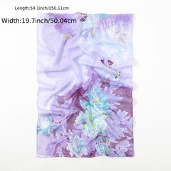 Thin Chiffon Printed Silk Scarf Chiffon Shawl Neckerchief Head Wrap
