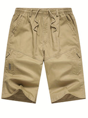 Classic Cargo Shorts Men's Casual Pocket Solid Waist Drawstring Cargo Shorts