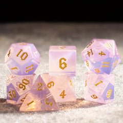 7pcs Pink Feldspar Dices for Tabletop RPG Games