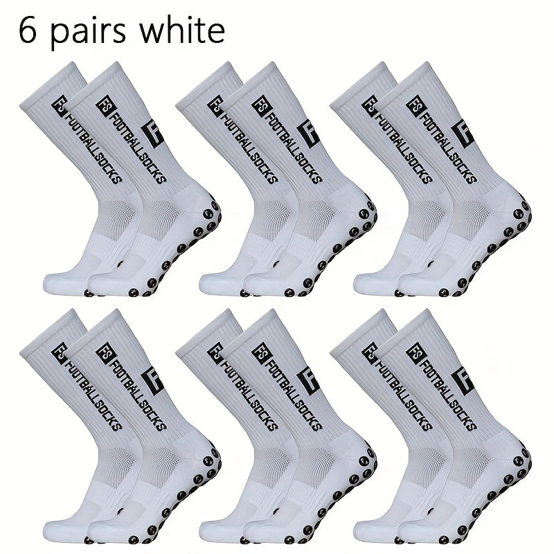 6 Pairs Silicone Non slip Football Socks for Men and Women
