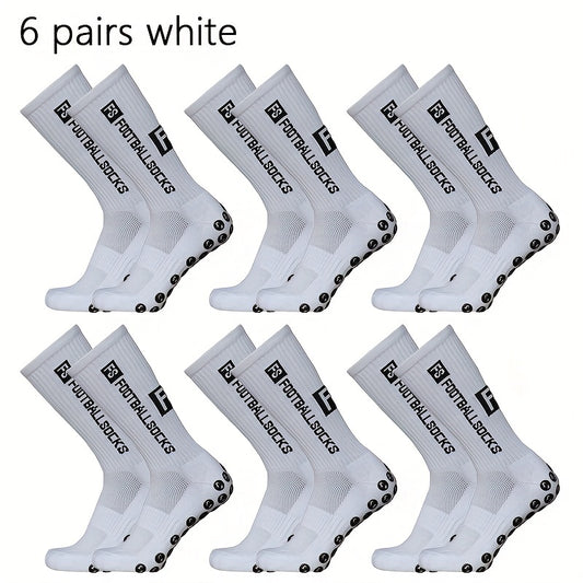6 Pairs Silicone Non slip Football Socks for Men and Women