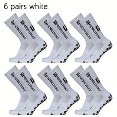 6 Pairs Silicone Non slip Football Socks for Men and Women