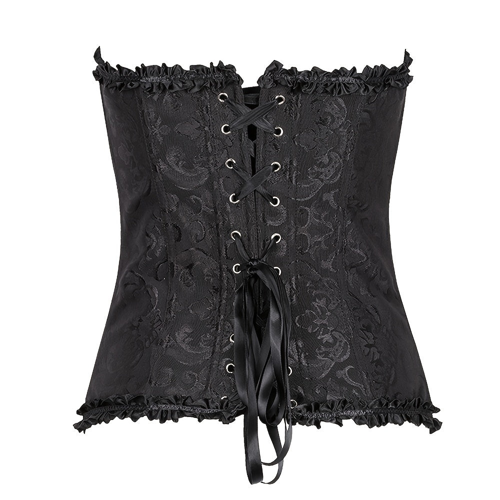 Floral Corset Bow Long Torso Waist Training Underbust Body Shaper