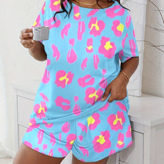 Allover Print Tee & Shorts Pajama Set
