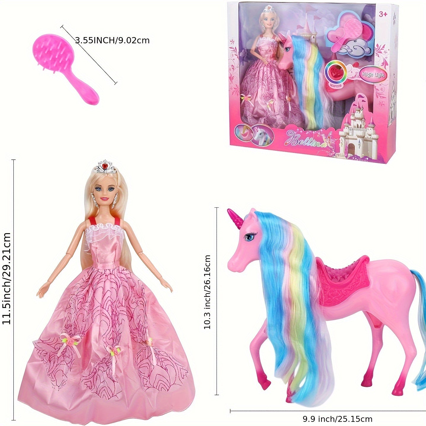 Unicorn Princess Doll Set Unicorn Toy Horse Toy With Rainbow Mane And Tail