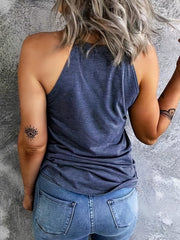 Women's Letter Print Halter Top Sleeveless Crew Neck Top