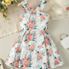 Toddler Girls Flowers Graphic Princess Cami Dress For Party
