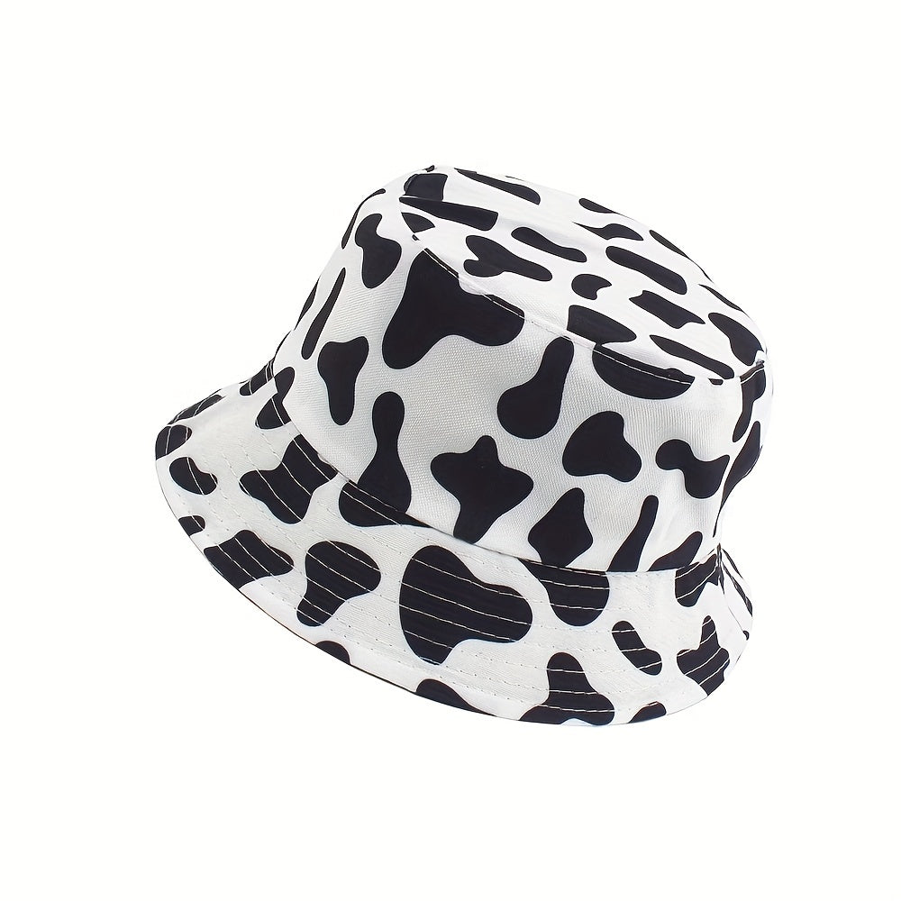 Cow Pattern Bucket Hat Reversible Printed & Basin Hat Sunscreen Fisherman Cap